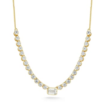 Rachel Zoe CZ Tennis Necklace with Rectangle Center Stone in 14K Gold
Over Sterling Silver