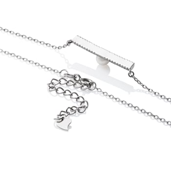 Sterling Silver Freshwater Pearl and Cubic Zirconia Necklace