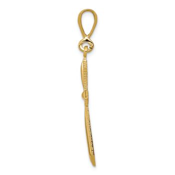 14k Yellow Gold Textured Passion Cross Pendant