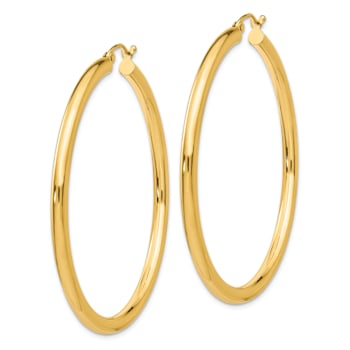 14k Yellow Gold 1 15/16" Polished Tube Hoop Earrings