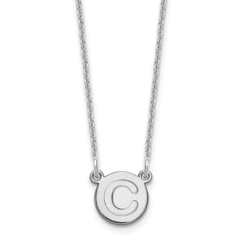 Rhodium Over 14k White Gold Tiny Circle Block Letter C Initial Pendant
Cable Link 18 Inch Necklace