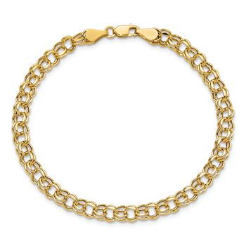 10k Yellow Gold 5mm Diamond-Cut Double Link Charm Bracelet