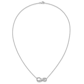 Rhodium Over Sterling Silver Polished Cubic Zirconia Mom Infinity Necklace