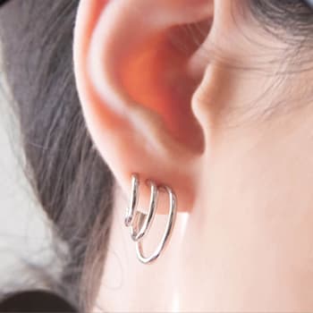 14K Yellow Gold Over Sterling Silver Two-Tone Triple Hoops