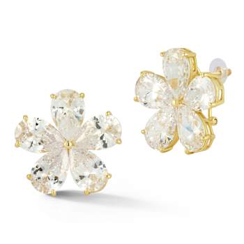 Rachel Zoe CZ Statement Flower Stud Earrings in 14K Gold Over Sterling Silver