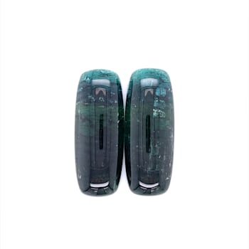 Green Tourmaline 35x13.7mm Rectangle Cabochon Matched Pair 56.26ctw