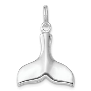 Rhodium Over Sterling Silver Whale Tail Charm