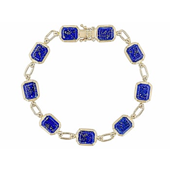 Lapis Lazuli Tennis Bracelet In 18K Gold Over Sterling Silver