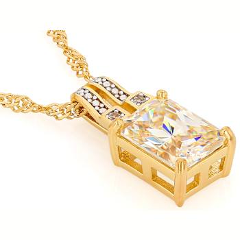 Diamond Simulant Rectangular Octagonal And White Zircon Pendant Necklace
In 18K Gold Over Sterling Silver 3.33ctw