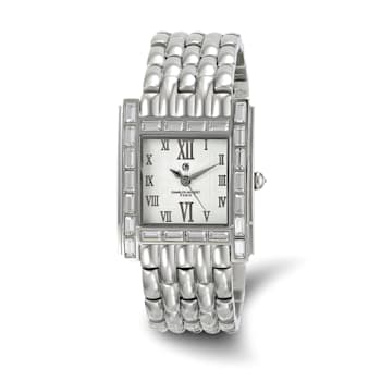 Charles Hubert Ladies Stainless Steel Crystal Bezel 27x32mm Watch