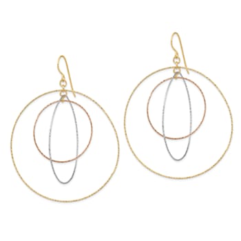 14k Yellow Gold, 14k White Gold and 14k Rose Gold Diamond-Cut Graduated
Circles Dangle Earrings
