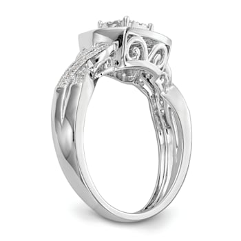 Rhodium Over 14K White Gold Diamond Cluster Engagement Ring 0.39ctw