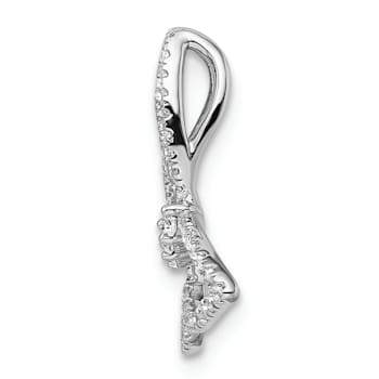 Rhodium Over 14k White Gold Polished Butterfly Diamond Chain Slide Pendant