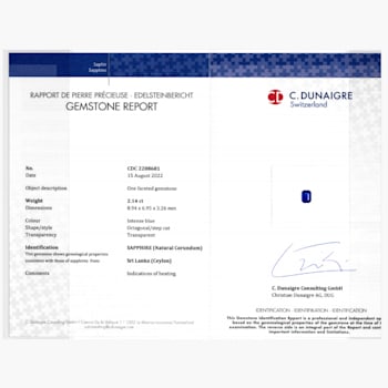 Sapphire 8.94x6.95mm Emerald Cut 2.14ct