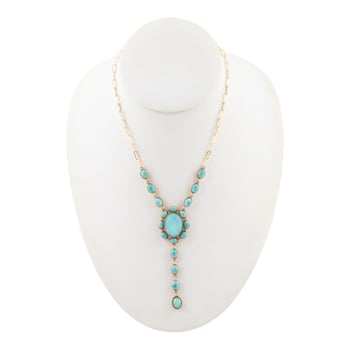 Barse Jewelry Aurora Blue Opal Golden Y Necklace