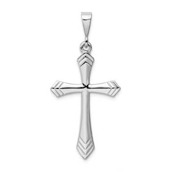 Rhodium Over 14k White Gold Textured Passion Cross Pendant