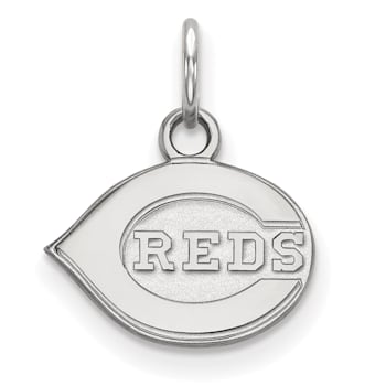 Rhodium Over Sterling Silver MLB Cincinnati Reds LogoArt Circle Pendant