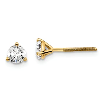 14K Yellow Gold Lab Grown Diamond 1/2ct. VS/SI GH+, 3 Prong Screwback Earrings