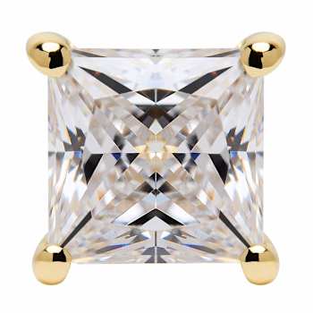 White Cubic Zirconia 14k Yellow Gold Studs With Velvet Gift Box 1.00ctw