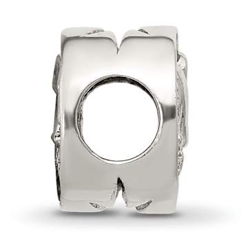 Sterling Silver Polished Cubic Zirconia Blue Enamel Elephant with Stars Bead