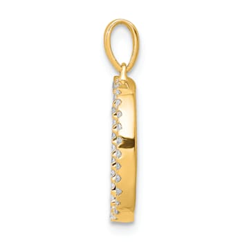 14K Yellow Gold Diamond Letter D Initial Pendant