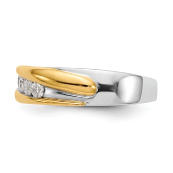 14K Yellow and White Gold Lab Grown Diamond SI1/SI2, G H I, Men's Band