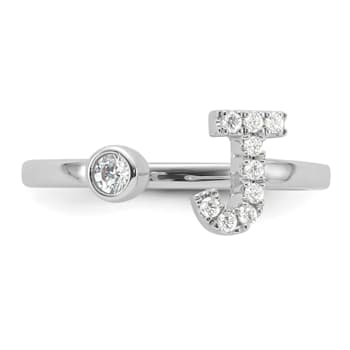 Rhodium Over 14K White Gold Lab Grown Diamond VS/SI GH, Initial J
Adjustable Ring