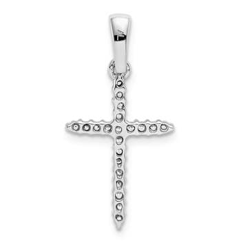 Rhodium Over 10k White Gold 0.168 ctw Diamond Cross Pendant