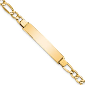 10k Yellow Gold Figaro Link ID Bracelet