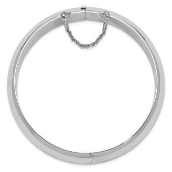 Rhodium Over Sterling Silver 15mm Fancy Hinged Bangle Bracelet