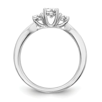 Rhodium Over 14K White Gold Lab Grown Diamond VS/SI GH, 3-Stone Complete
Engagement Ring 0.617ctw