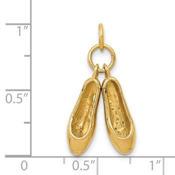 14k Yellow Gold Textured Ballet Slippers Charm Pendant