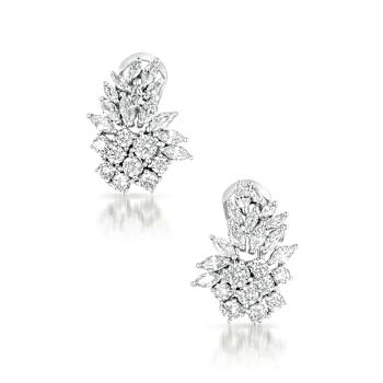 Marquise CZ Cluster Stud Earrings In Sterling Silver