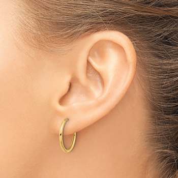 14k Yellow Gold 5/8" Polished Hinged Hoop Earrings