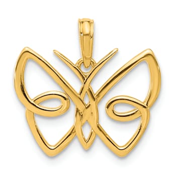 14k Yellow Gold Polished Butterfly Pendant