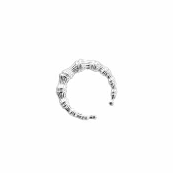 Silver Tone Acrylic Bamboo Cuff Ring
