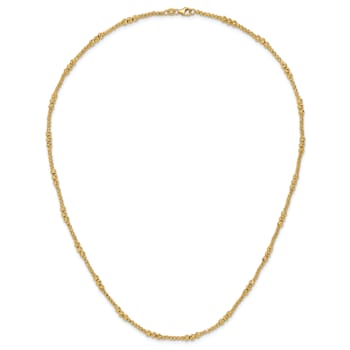 14K Yellow Gold Diamond-cut Beaded 18-inch Necklace