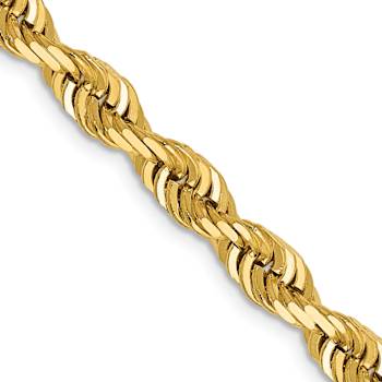 14k Yellow Gold 5mm Solid Diamond-Cut Quadruple Rope 20 Inch Chain