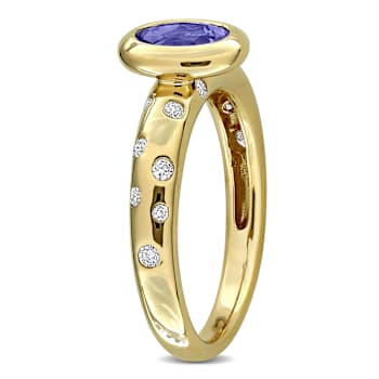Tanzanite and Diamond 10K Yellow Gold Ring 0.97ctw
