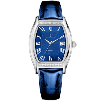 Christian Van Sant Women's Gemma Blue Dial, Blue Leather Strap Watch