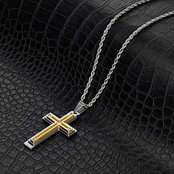 Invicta Men's Two-Tone Cross Pendant With Chain In Stainless Steel