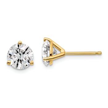 14K Yellow Gold Lab Grown Diamond 1 1/2ct. VS/SI GH+, 3 Prong Stud Earrings