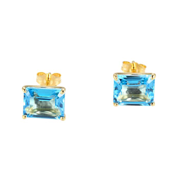 Swiss Blue Topaz 18k Yellow Gold Over Sterling Silver Earrings