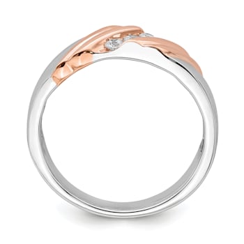 14K Two-tone Rose and White Gold Lab Grown Diamond Men's Band