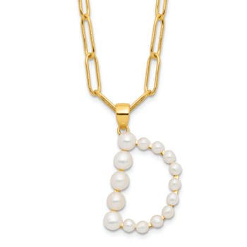 Gold Tone Sterling Silver 3-5.5mm Freshwater Cultured Pearl LETTER D
18-inch Necklace