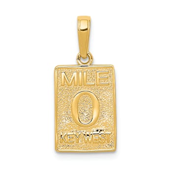 14k Yellow Gold Textured Mile 0 Key West Mile Marker Pendant