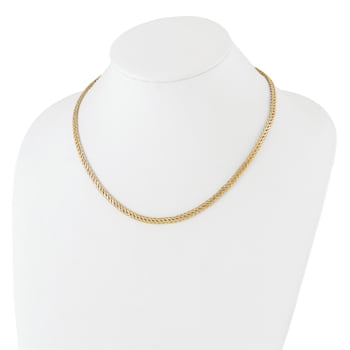 14K Yellow Gold Polished Fancy Diamond-cut Link Necklace