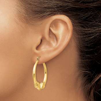 14k Yellow Gold 1 3/8" Polished Ram Hoop Earrings