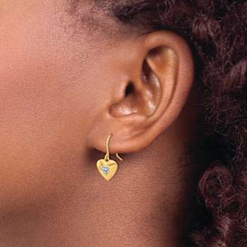 14k Yellow Gold and Rhodium Over 14k Yellow Gold Diamond-Cut Heart
Dangle Earrings