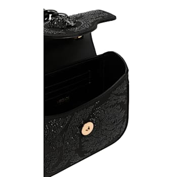 Versace La Medusa Crystal Black Silk Mini Top Handle Crossbody Bag